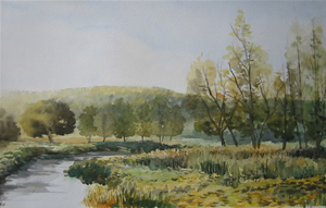 Walk at beginning of Fall - Watercolor