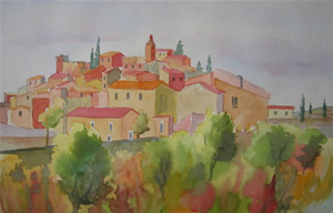 Roussillon - Aquarelle